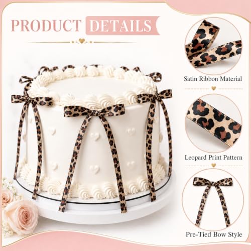 30PCS Leopard Print Cake Bows Ribbon Che - Image 3