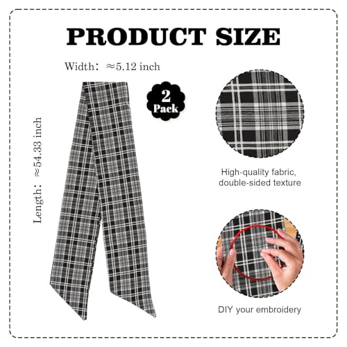 Black and White Plaid Wreath Sash 2 Pack - Image 2