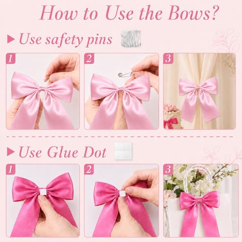 Pink Ribbon Bow Birthday Decorations, 4  - Image 4