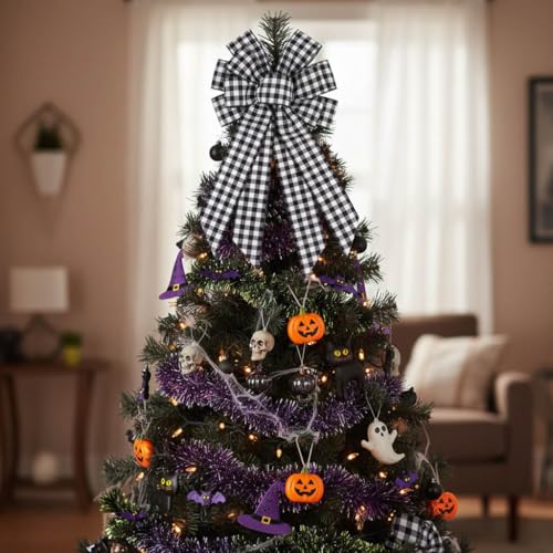 YKW Large Buffalo Plaid Bow with Wired E - Image 6