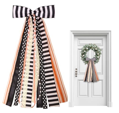 Halloween Black Stripes Wreath Bows for Front Door