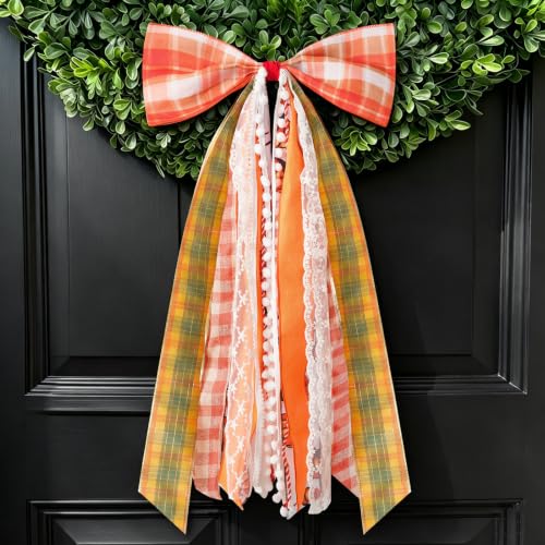 Fall Decor - Large Autumn Harvest Wreath Bow for F