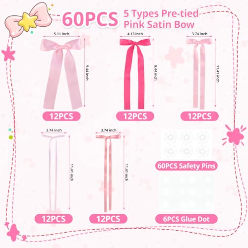 60PCS Pink Bow Wall Decor 5 Sizes DIY Ph - Image 5
