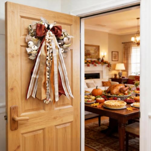 Wreath Ribbon Sash, Rust Velvet Bow for  - Image 6