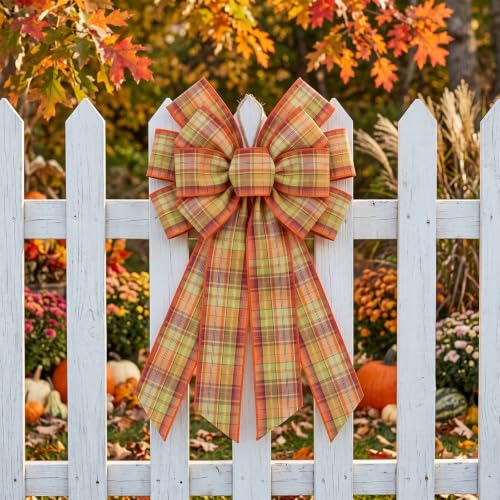 2 Pack Fall Plaid Wreath Bows 12.99x8.46 - Image 5