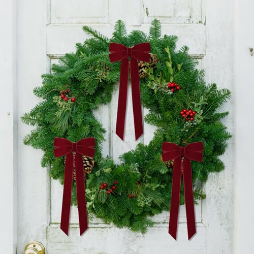 12Pcs Burgundy Velvet Ribbon Bows Christ - Image 6