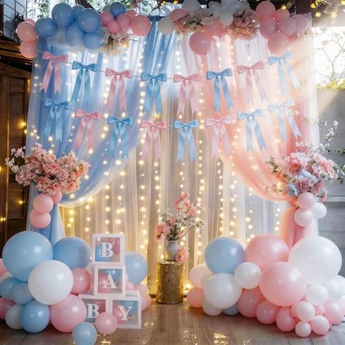 2 Strings Baby Pink & Blue Bow Garland B - Image 4