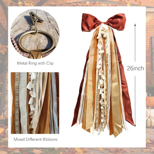 Wreath Ribbon Sash, Rust Velvet Bow for  - Image 3