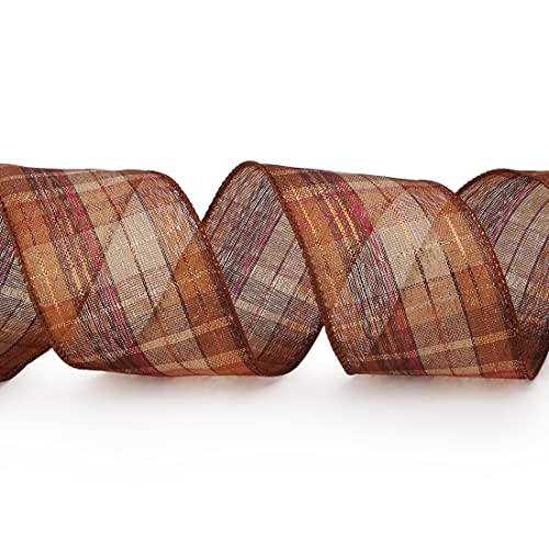 Ribbli Fall Burlap Wired Ribbon with Gol - Image 4
