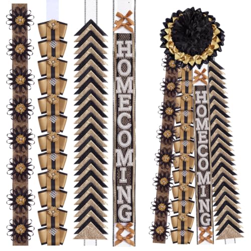 4 PCS Homecoming Mum Braid, 30 Inch, Black Gold
