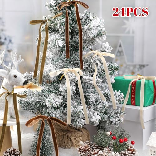 24 Pcs Velvet Bows for Christmas Tree Vi - Image 4