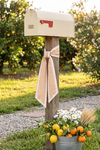 Orange Gingham Wreath Sash for Front Doo - Image 5
