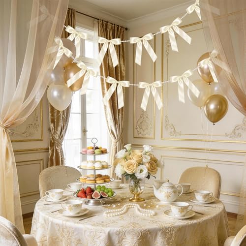 2 Strings White Bow Garland Banner, Pre- - Image 2