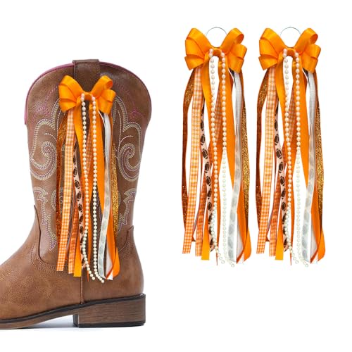 Tennessee College GameDay Boot Bows, Orange White 