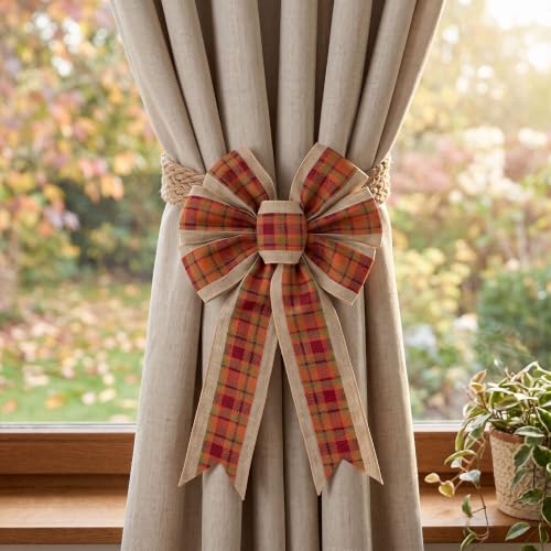 Fall Wreath Bow for Front Door, Plaid Th - Image 7