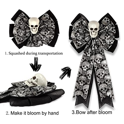 Skull Gothic Decor,Halloween Bows for Wr - Image 4