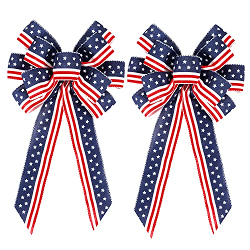 2 Pack 4th of July Decor Bow for Wreath,Red White 