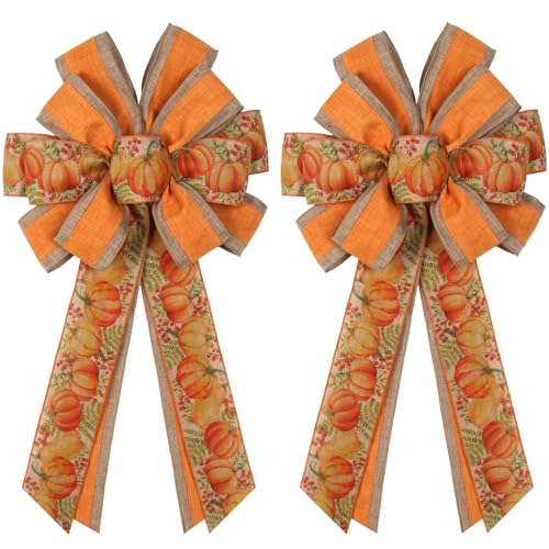 2 PCS Large Fall Bows for Wreath Fall Wreath Bow A