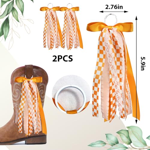 Orange Ribbon Bow Martin Boot Bows, Oran - Image 2