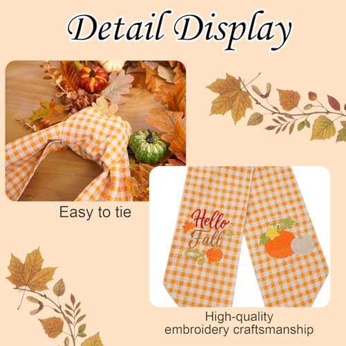 2 Pcs Fall Wreath Sash Plaid Pumpkin Hel - Image 6