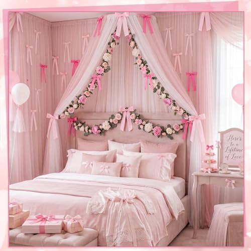 Pink Bow Birthday Decorations, 48 Pcs Pi - Image 4