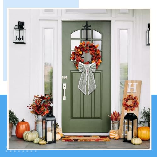 2 Pcs Green and White Plaid Wreath Sash  - Image 4