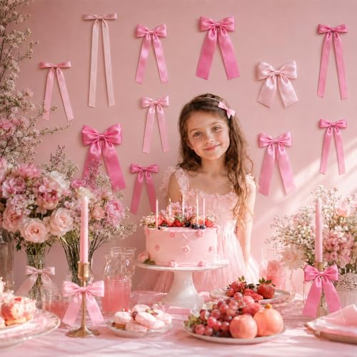 Pink Ribbon Bow Birthday Decorations, 4  - Image 5