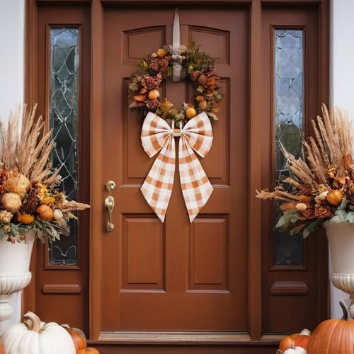 Suncalla 2 Pcs Orange Fall Plaid Wreath  - Image 6