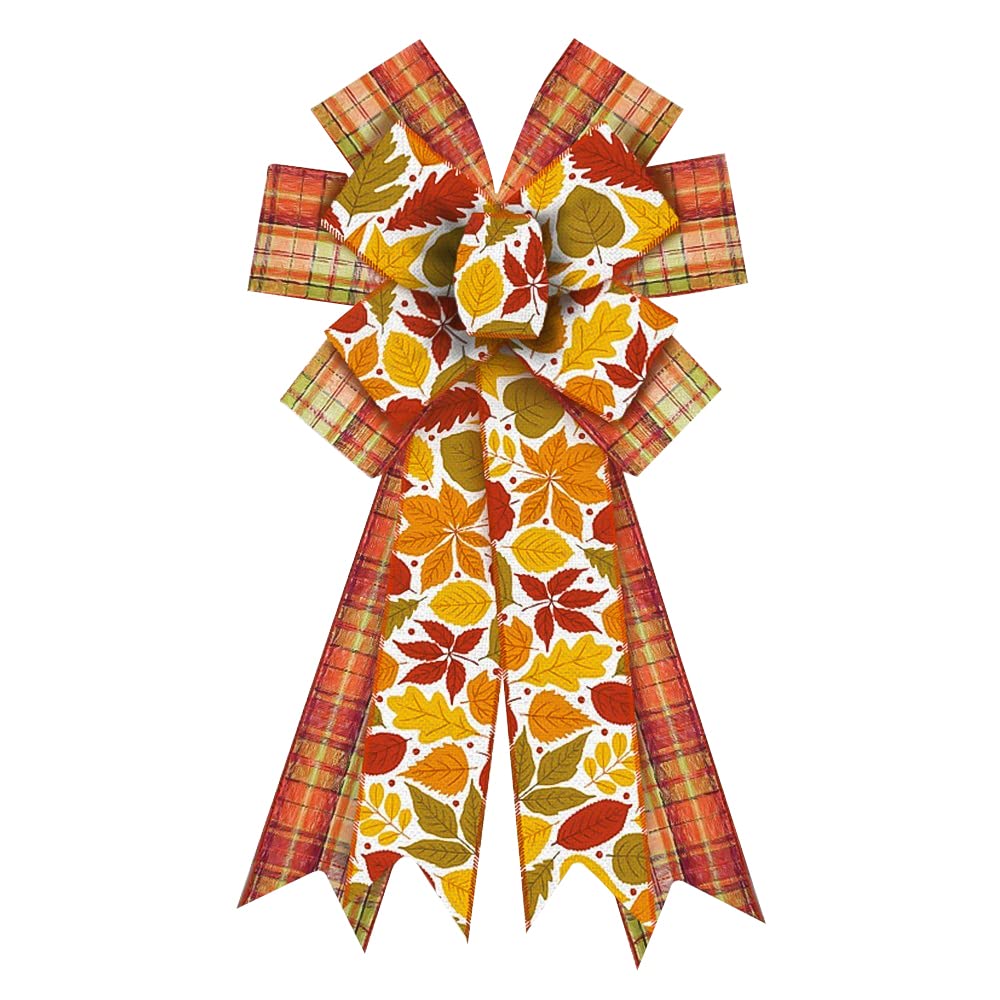 Large Fall Bow for Wreath, Burlap Orange - Image 6