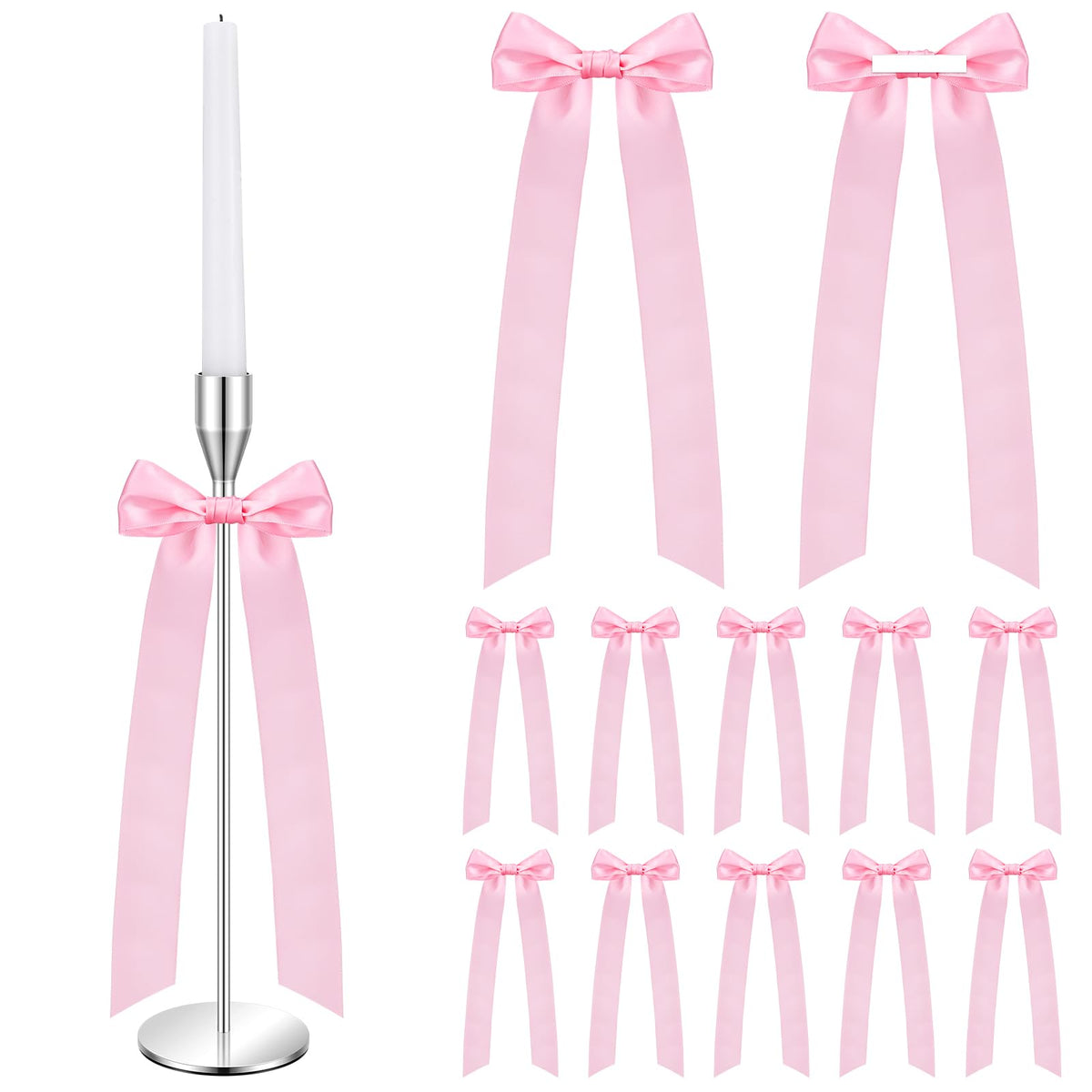 Teenyyou 12 Pcs Pink Bow Decor Candlesti - Image 8