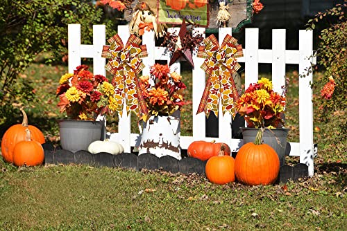 Large Fall Bow for Wreath, Burlap Orange - Image 5