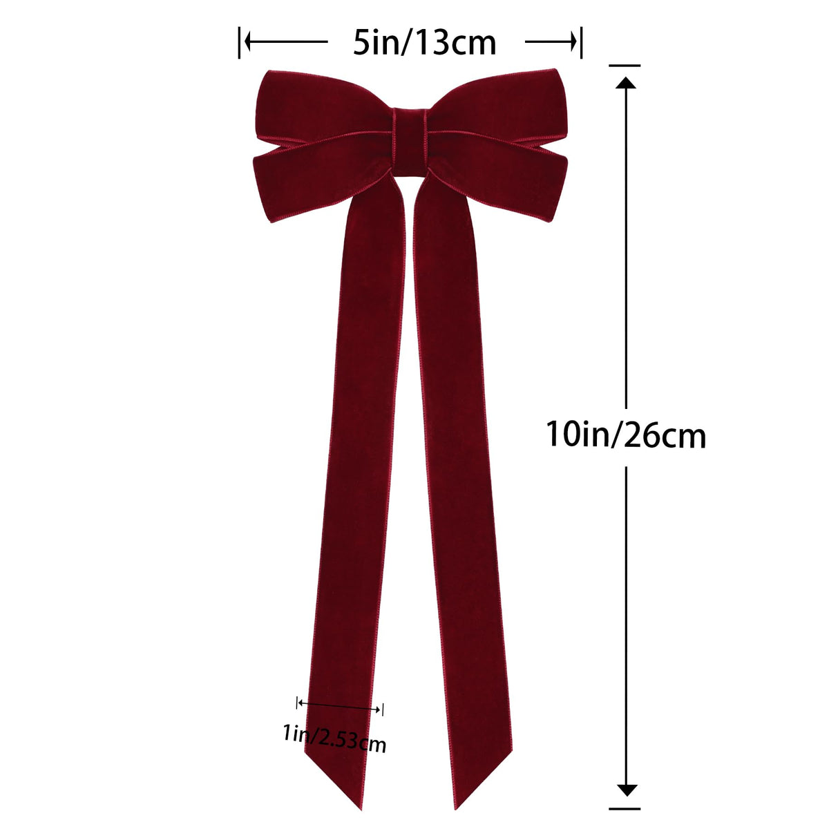 12Pcs Burgundy Velvet Ribbon Bows Christ - Image 8