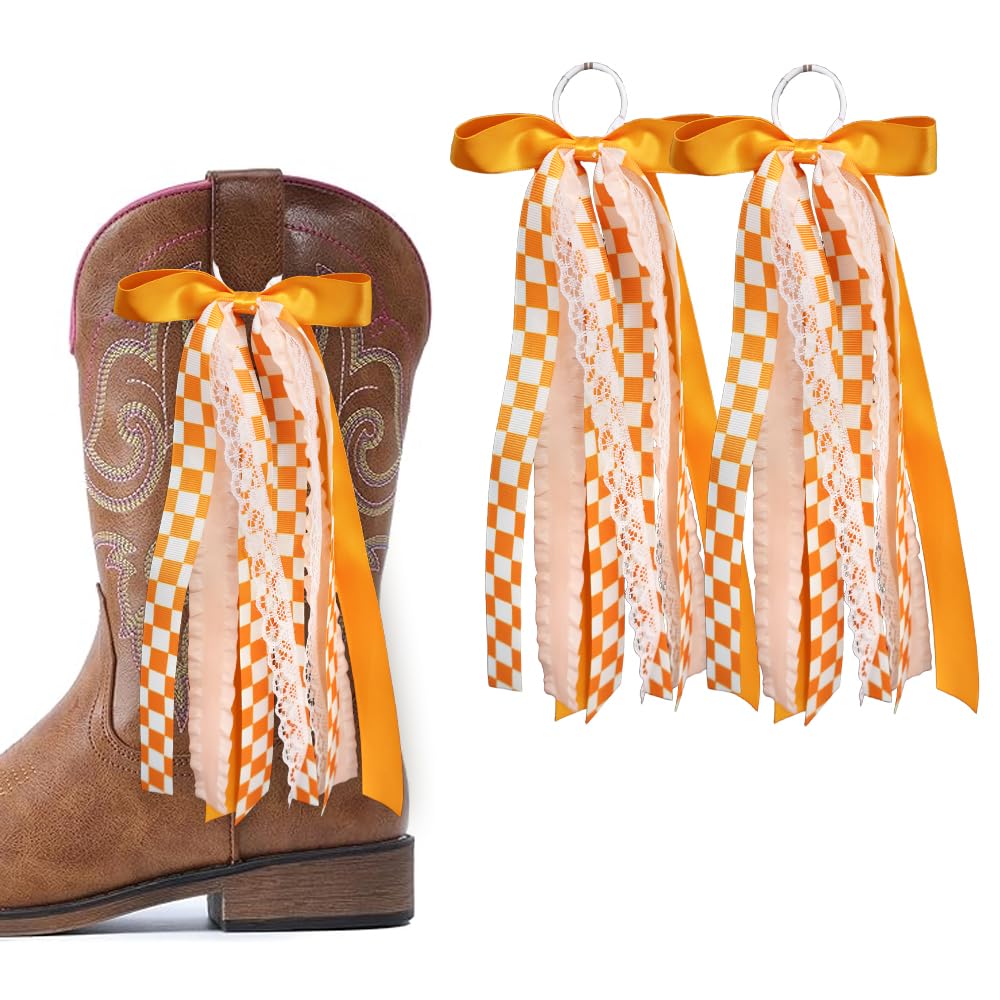 Orange Ribbon Bow Martin Boot Bows, Oran - Image 6