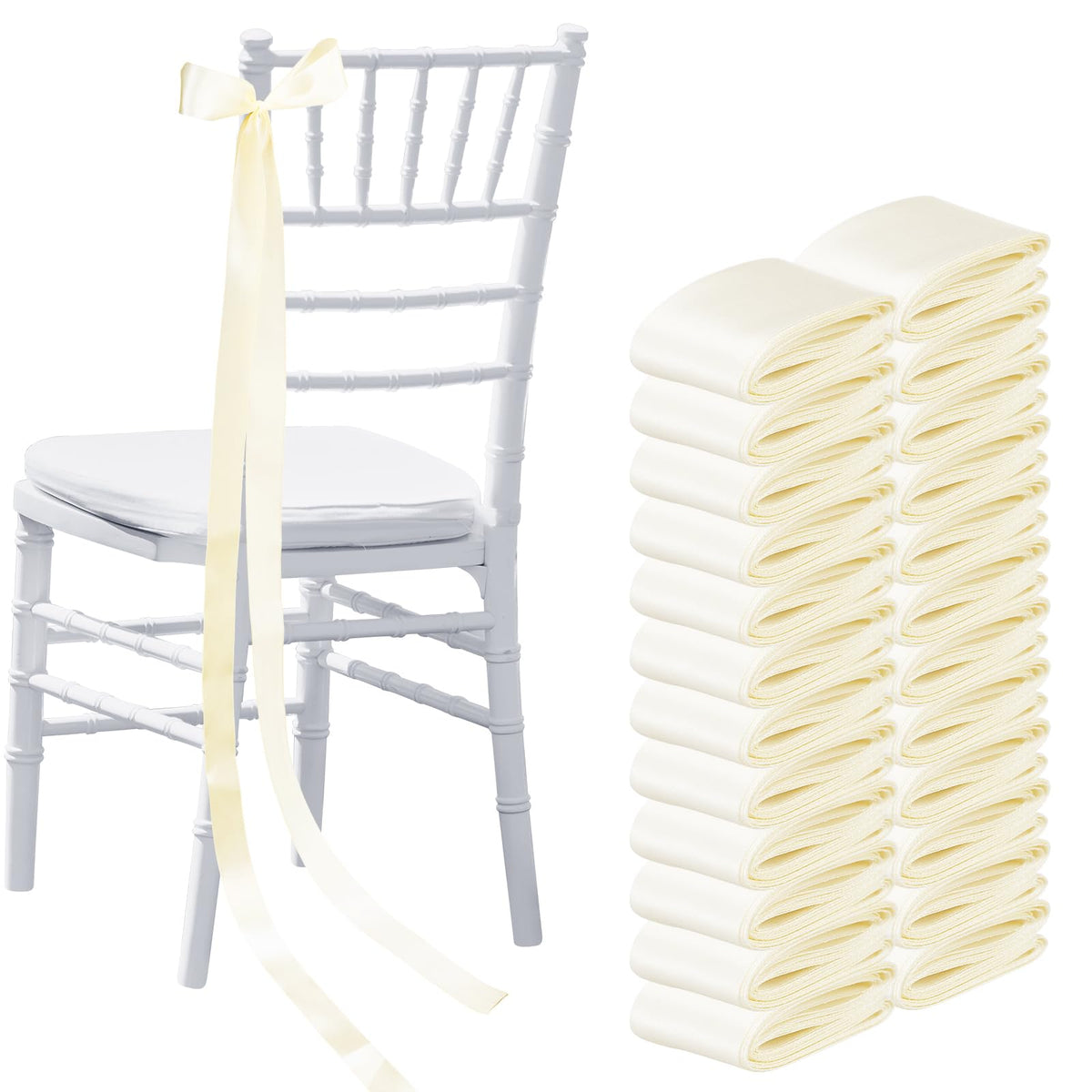 Daifunli 24 Pcs Ivory White Wedding Bows - Image 8