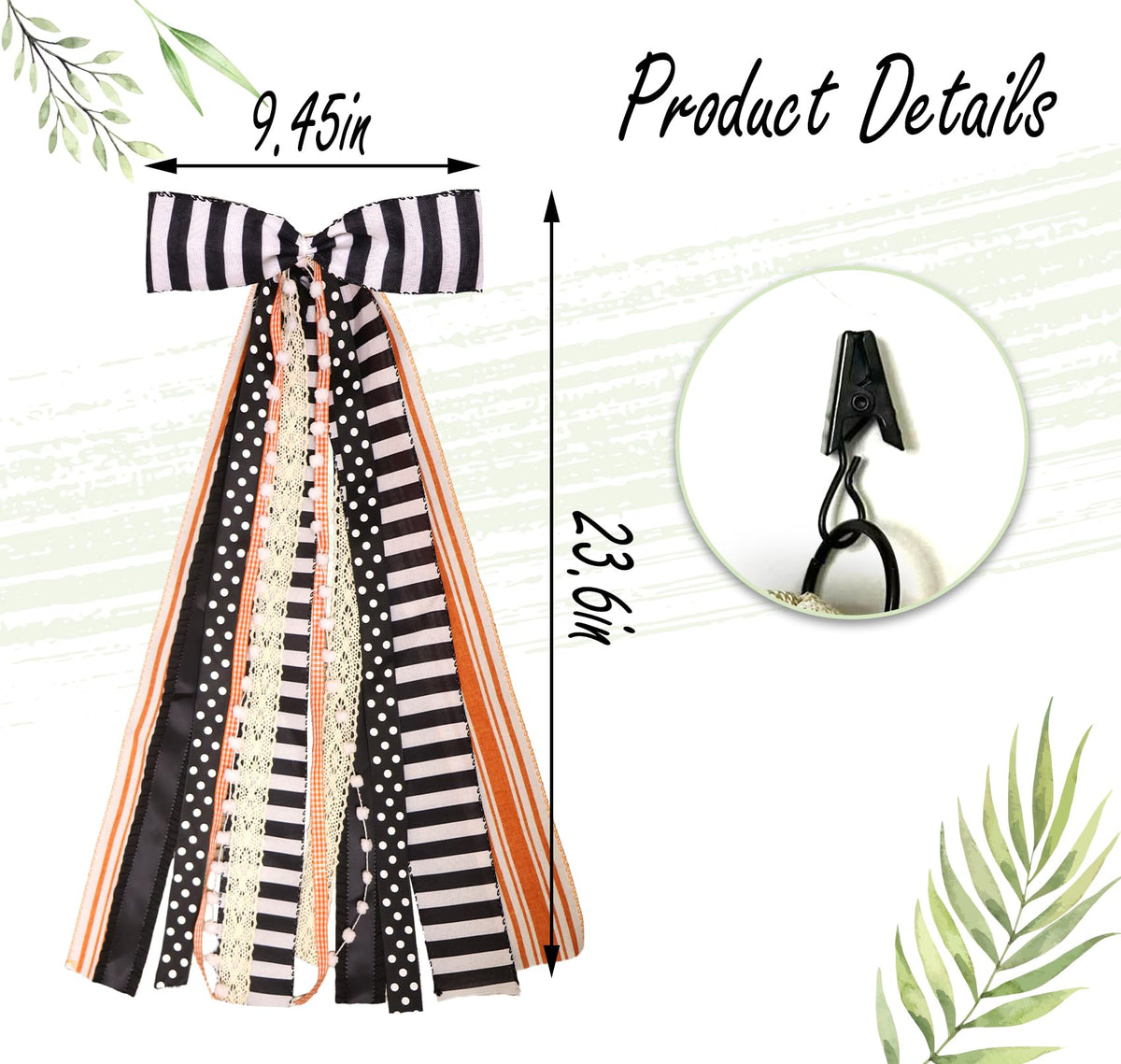 Halloween Black Stripes Wreath Bows for  - Image 7