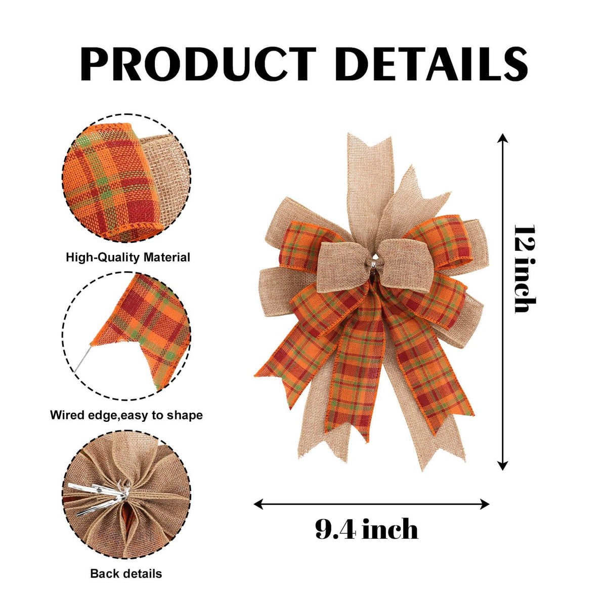 Fall Bows for Wreaths, 9.4 x 11.8 Inch O - Image 9