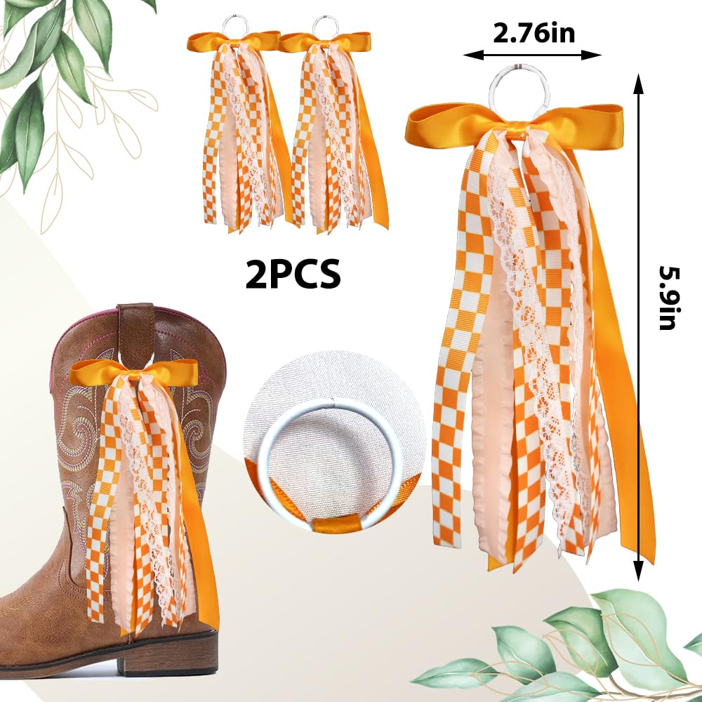 Orange Ribbon Bow Martin Boot Bows, Oran - Image 7