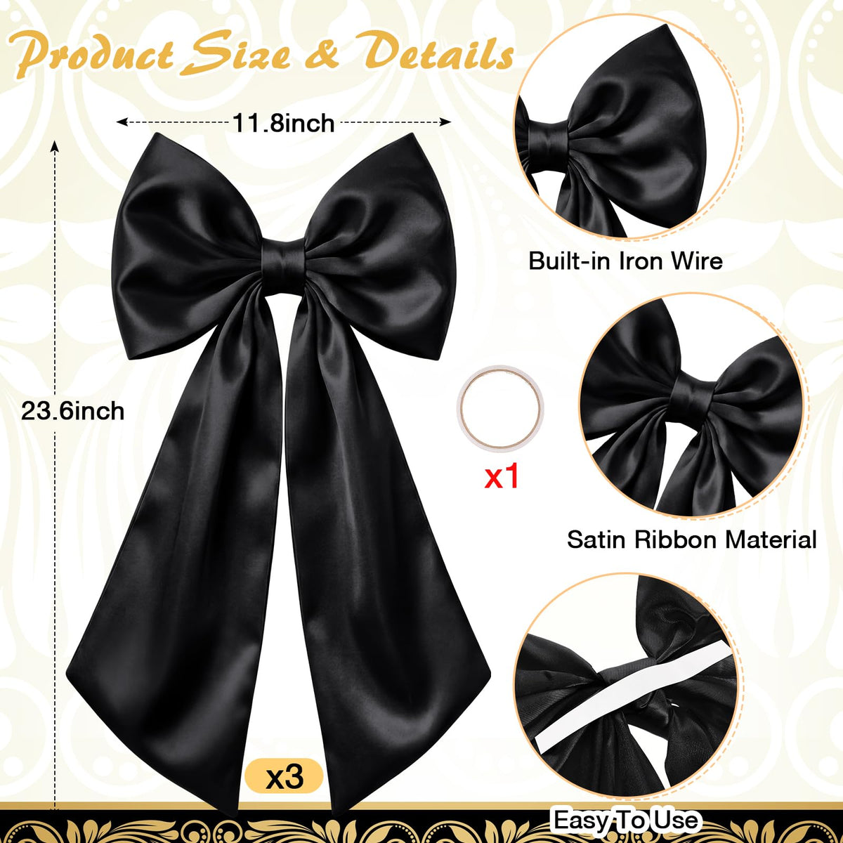 Suncalla 3 Pcs Large Satin Bows Decorati - Image 9