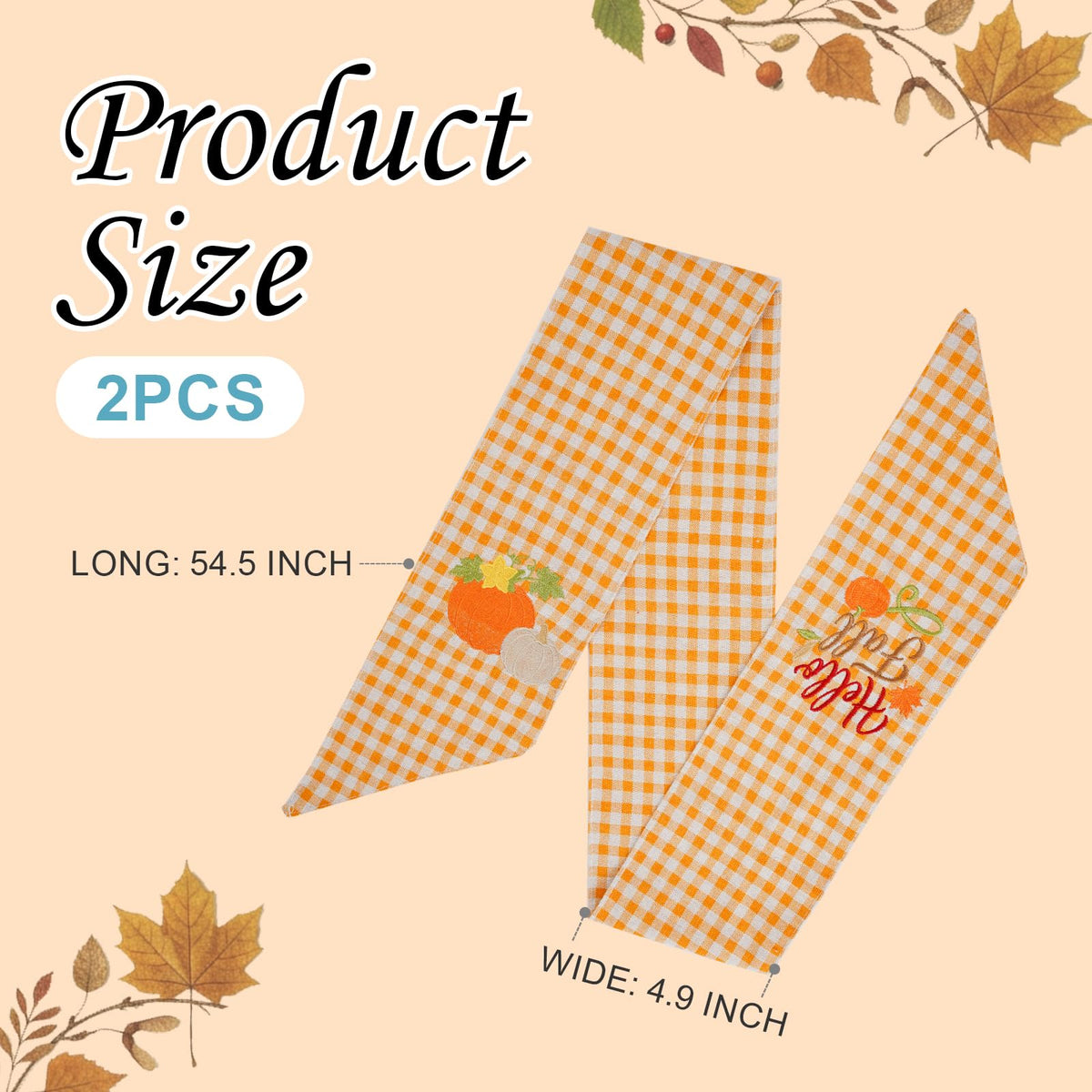 2 Pcs Fall Wreath Sash Plaid Pumpkin Hel - Image 9