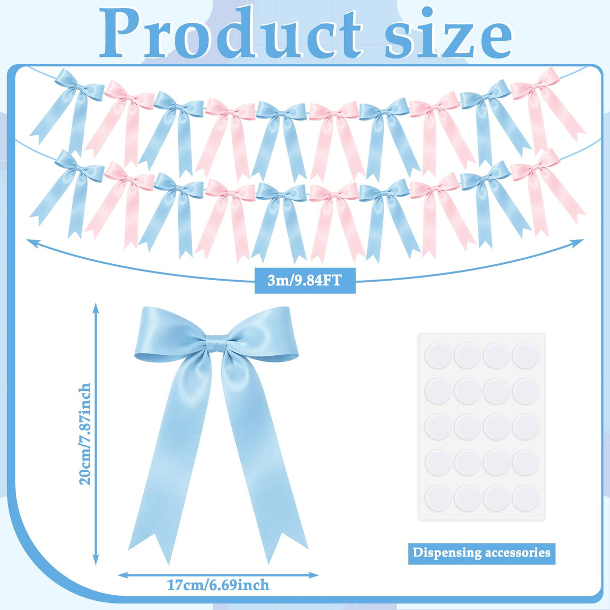 2 Strings Pink and Blue Bow Garland Bann - Image 9