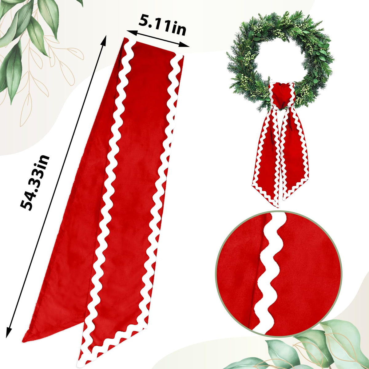 Wreath Sash for Front Door Red Cotton Wr - Image 7