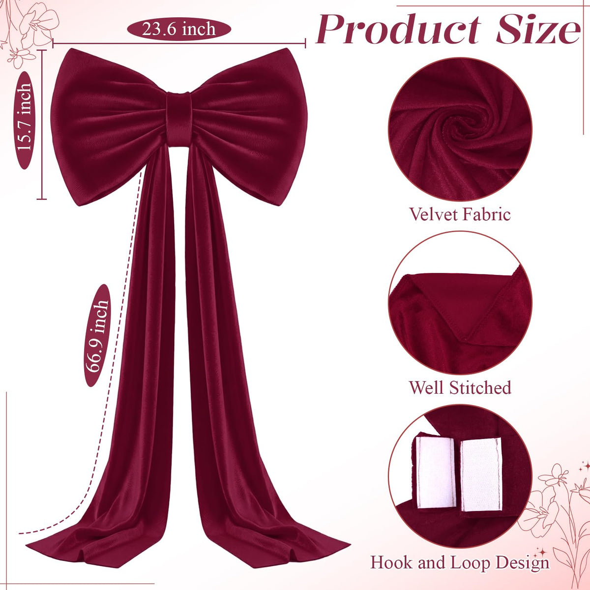 MODFUNS Large Bow Decor Burgundy Big Bow - Image 9
