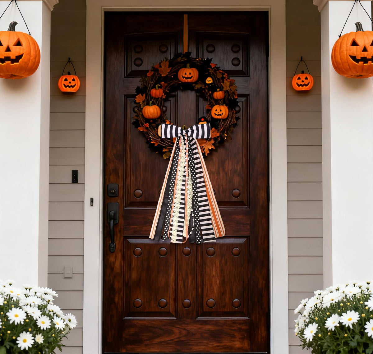 Halloween Black Stripes Wreath Bows for  - Image 8