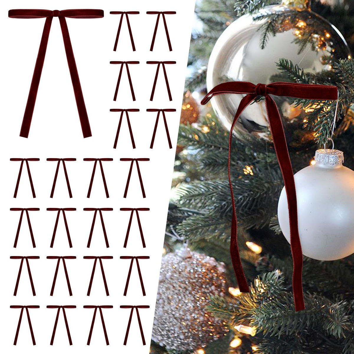 SIMISI RIBBON 24Pcs Christmas Velvet Rib - Image 5
