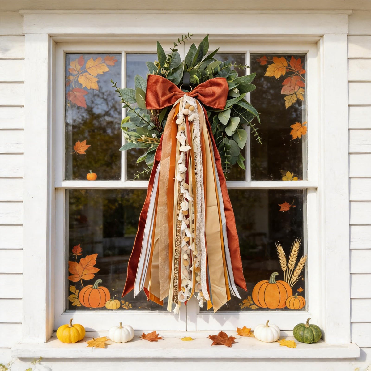 Wreath Ribbon Sash, Rust Velvet Bow for  - Image 8