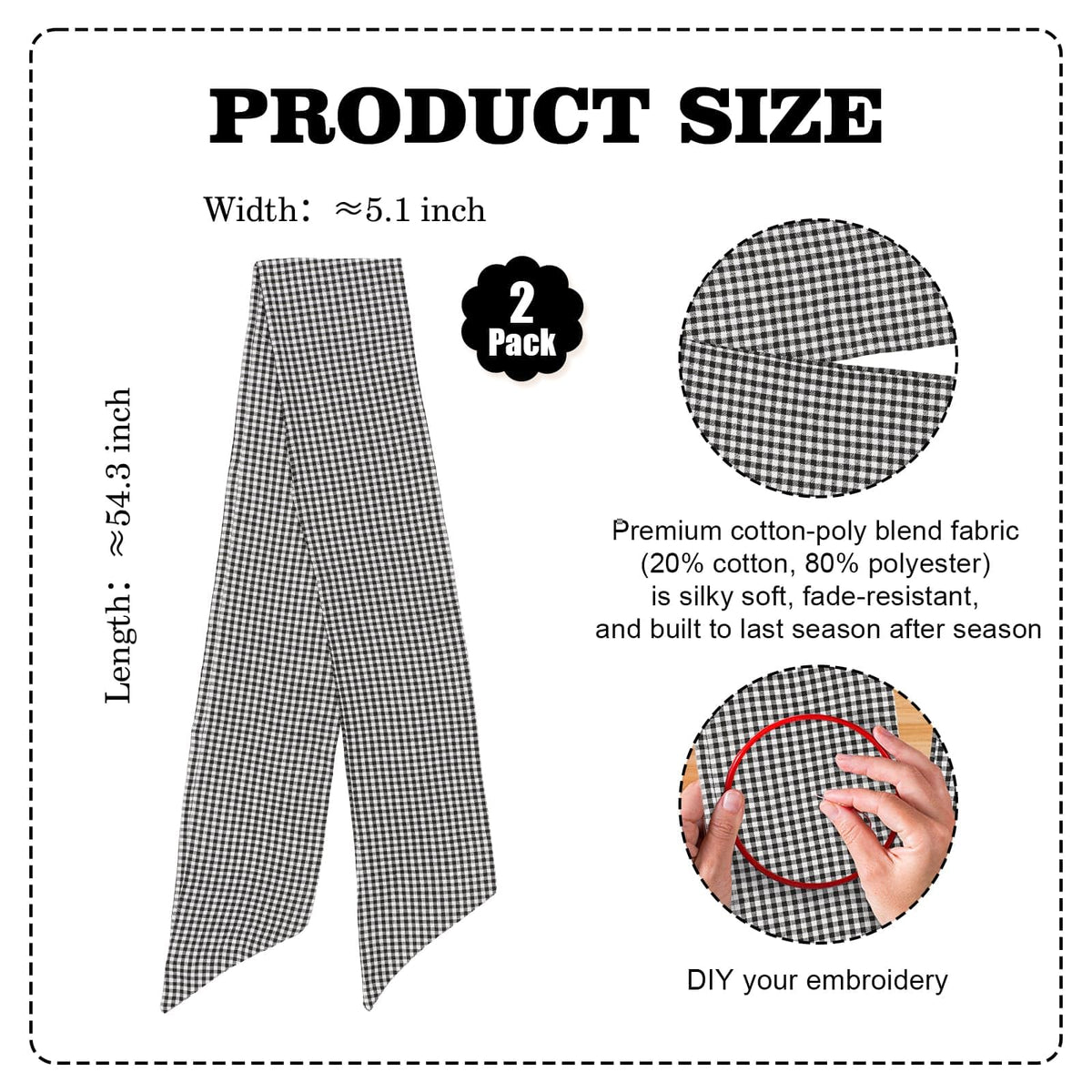 YKW 2 Pack Black White Gingham Wreath Sa - Image 4