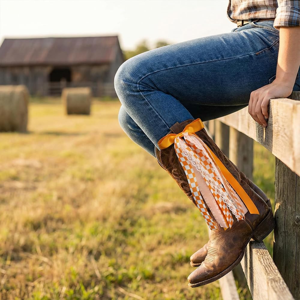 Orange Ribbon Bow Martin Boot Bows, Oran - Image 9
