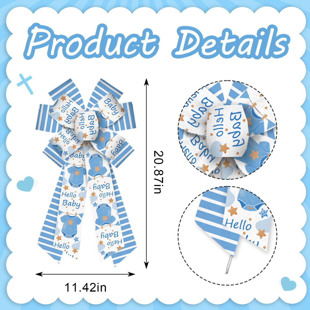 Threetols Baby Shower Wreath Bows, Blue  - Image 7