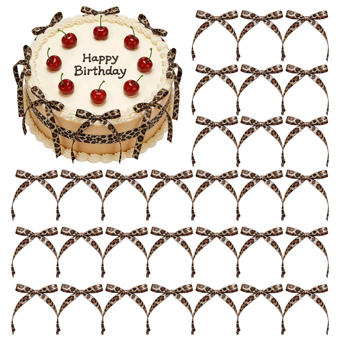 30PCS Leopard Print Cake Bows Ribbon Che - Image 8