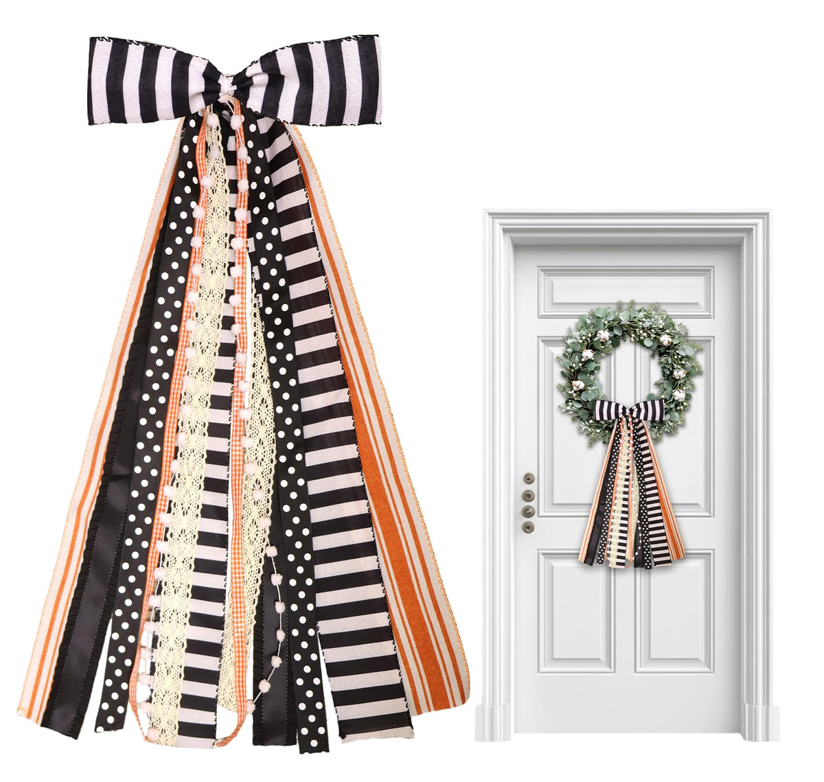 Halloween Black Stripes Wreath Bows for  - Image 6